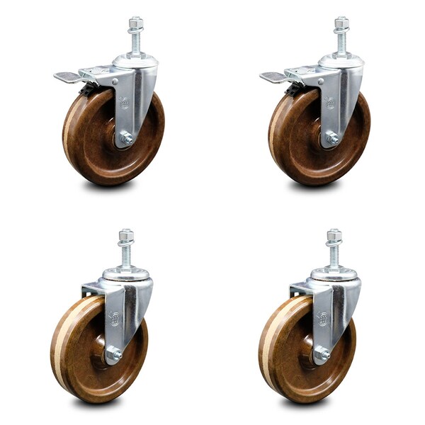Service Caster 5 Inch High Temp Phenolic Swivel 10mm Stem Caster Total Lock Brake SCC, 2PK SCC-TSTTL20S514-PHRHT-M1015-2-S-2 - main